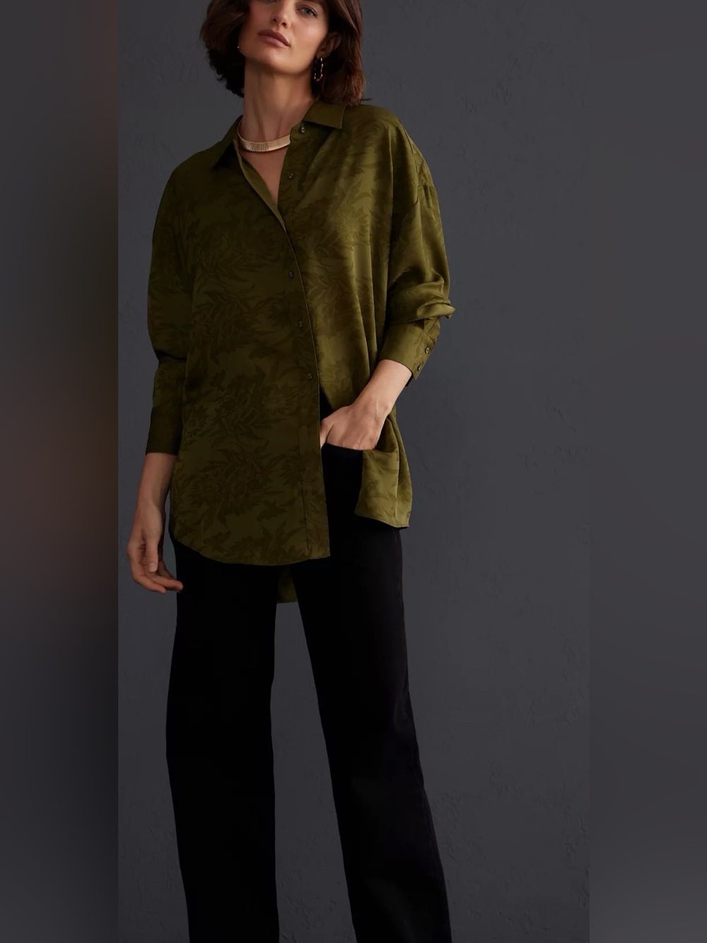 Favorite Daughter The Ex-boyfriend Shirt In Olive Floral Size Small Long Sleeve